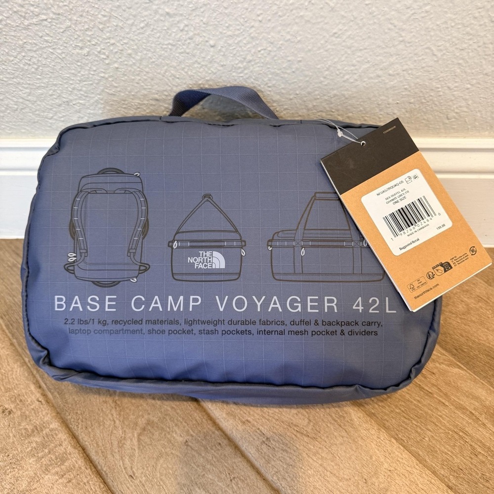 The North Face Base Camp Voyager Duffel Gray 42L Men Travel Backpack Bag